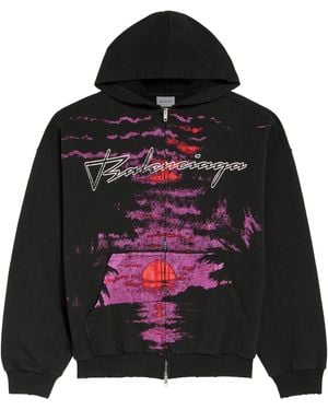 Balenciaga Cotton Dream Print Hoodie - Black