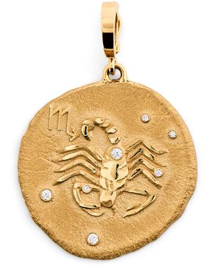 Azlee Large And Diamond Scorpio Coin Charm - Metallic