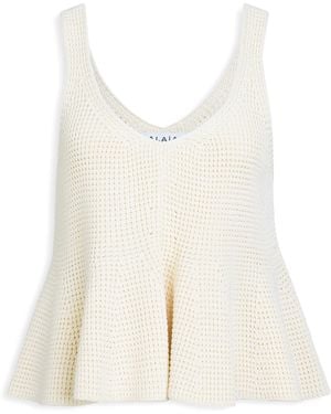 Alaïa Silk Waffle Godet Crop Top - White
