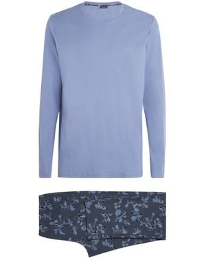 Hanro Cotton Night & Day Vine Pyjama Set - Blue
