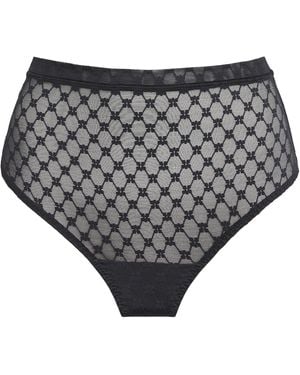 Simone Perele Lace Plume High-Waist Thong - Grey