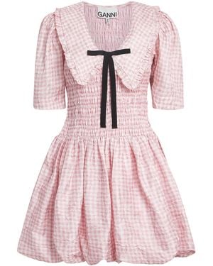 Ganni Check Mini Dress - Pink