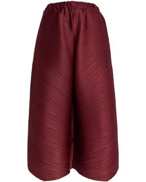 Pleats Please Issey Miyake Cropped Solar Flare Pants - Red