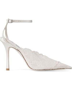 Jimmy Choo Faiz 100 Lace Heeled Court Shoes - White