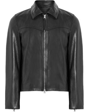 AllSaints Leather Cropped Tune Jacket - Black