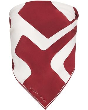 Camilla & Marc Silk Printed Scarf Top - Red