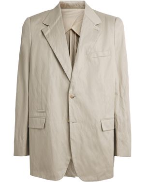 Willy Chavarria Cotton-Blend Crinkled Chuco Blazer - Natural