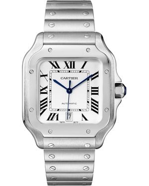 Cartier Large Steel Santos De Watch - Grey