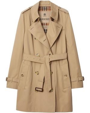 Burberry Gabardine Short Kensington Heritage Trench Coat - Natural