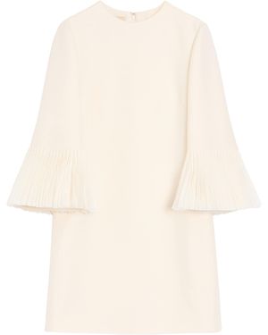 Valentino Silk-Wool Ruffle Mini Dress - Natural