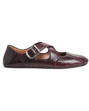 Alaïa Snakeskin Criss-Cross Ballet Flats - Red