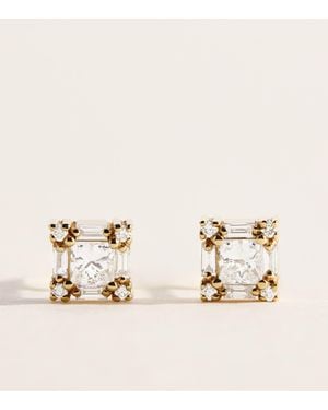 Suzanne Kalan Mini And Diamond Princess Stud Earrings - Natural
