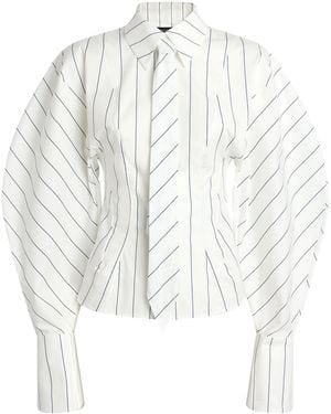 A.W.A.K.E. MODE Cotton Poplin Striped Shirt - White