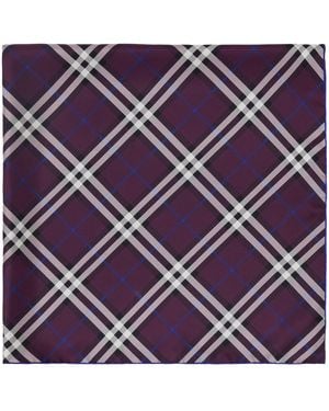 Burberry Silk Check Scarf - Purple