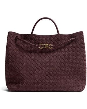 Bottega Veneta Large Leather Andiamo Shoulder Bag - Purple