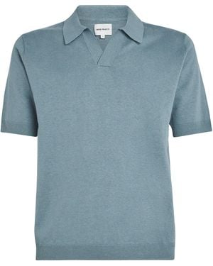 Norse Projects Linen-Cotton Polo Shirt - Blue