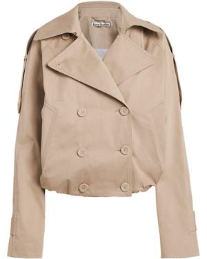 Acne Studios Cotton Cropped Trench Coat - Natural