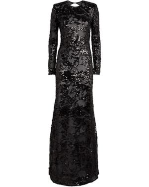 Victoria Beckham Backless Sequinned Gown - Black