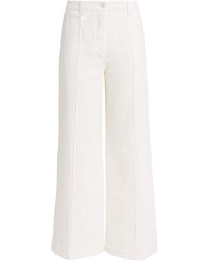 Eleventy Cotton-Blend Pleated Trousers - White
