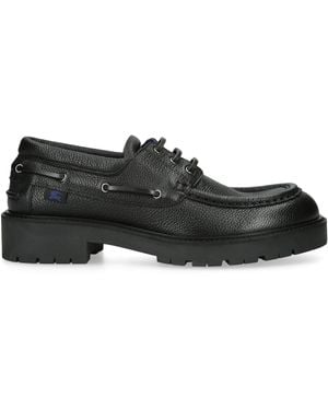 Burberry Leather Raft Boat Shoes - Black