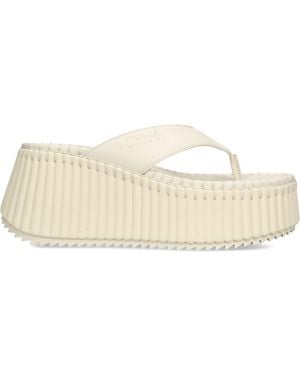 Chloé Leather Nama Platform Thong Sandals 50 - Natural