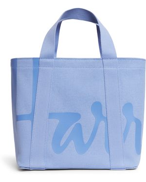 Harrods Small Cotton Logo Tote Bag - Blue