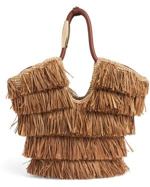 Zimmermann Raffia Fringed Goldentime Tote Bag - Brown