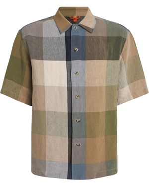 Barena Linen Patchwork Oversized Short-Sleeve Shirt - Green