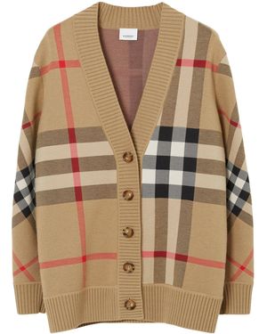 Burberry Wool-Blend Check Cardigan - Brown