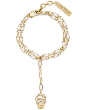 McQueen Pavé Skull Chain Bracelet - White