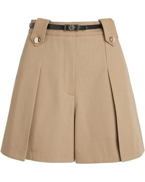 Maje Cotton Pleated Shorts - Natural
