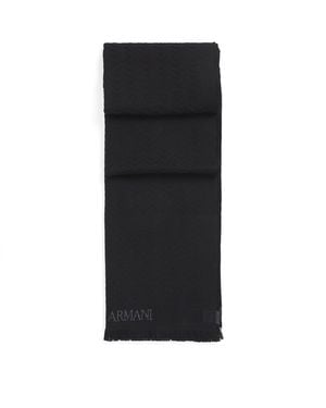 Giorgio Armani Wool Geometric Print Scarf - Black