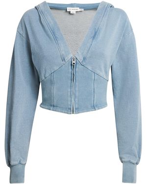 GOOD AMERICAN Cotton Jeanius Zip-Up Cropped Hoodie - Blue