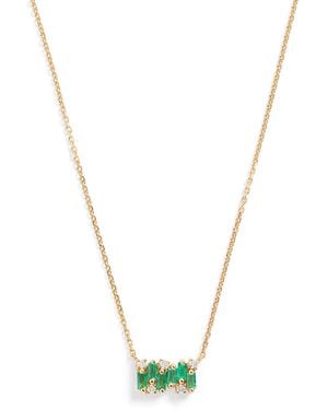 Suzanne Kalan Emerald And Diamond Shimmer Pendant Necklace - Metallic