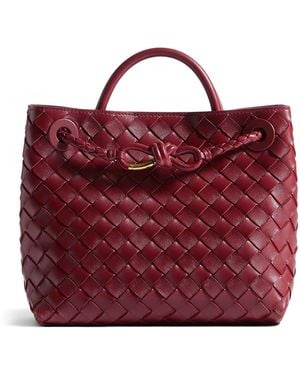 Bottega Veneta Small Leather Andiamo Top-Handle Bag - Red