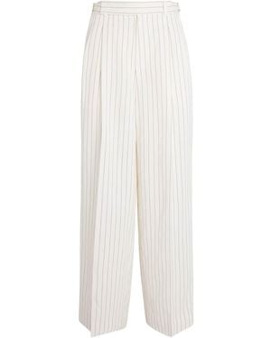 Sandro Stripe Wide-Leg Tailored Trousers - White