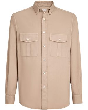 Brunello Cucinelli Cotton Garment-Dyed Shirt - Natural