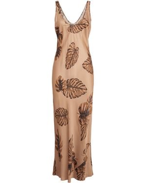 L'Agence Satin Akiya Slip Maxi Dress - Brown