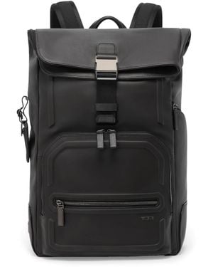 Tumi Leather Osborn Roll-Top Backpack - Black