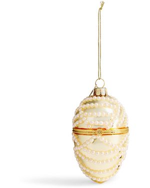 Harrods Faux Pearl Spiral Egg Bauble - Metallic