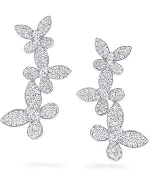 Graff And Diamond Triple Pavé Butterfly Drop Earrings - White