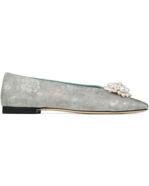Jimmy Choo Ines Brocade Pearl Flats - Grey
