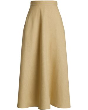 Ralph Lauren Linen Erica Midi Skirt - Natural