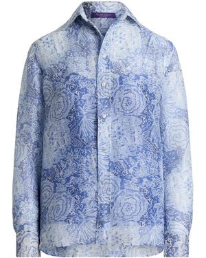Ralph Lauren Linen-Mulberry Silk Adrien Shirt - Blue