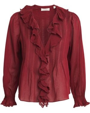Doen Organic Cotton Ruffled Hardy Blouse - Red