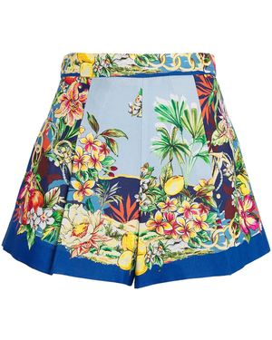 Maje Tropical High-Rise Shorts - Blue