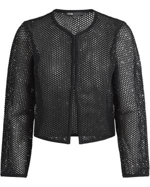 Maje Embellished Open-Knit Cardigan - Black