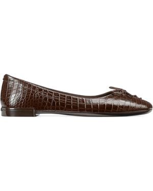Jimmy Choo Scarlett Crocodile Embossed Ballet Flats - Brown