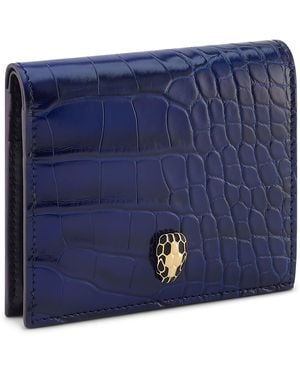 BVLGARI Alligator Leather Serpenti Forever Compact Wallet - Blue