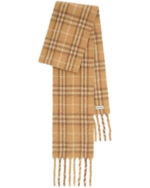 Burberry Alpaca-Wool-Blend Narrow Check Scarf - Metallic